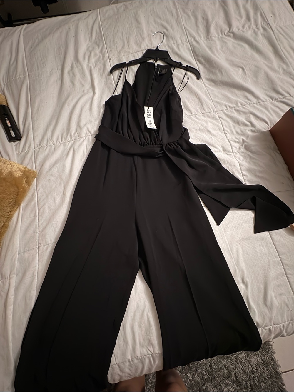 Black Sleeveless Jumpsuit with Waist Tie